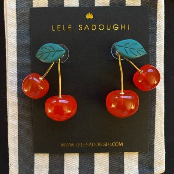 Brand New. $158 Lele Sadoughi Cherry Post Earring - Picture 4 of 7
